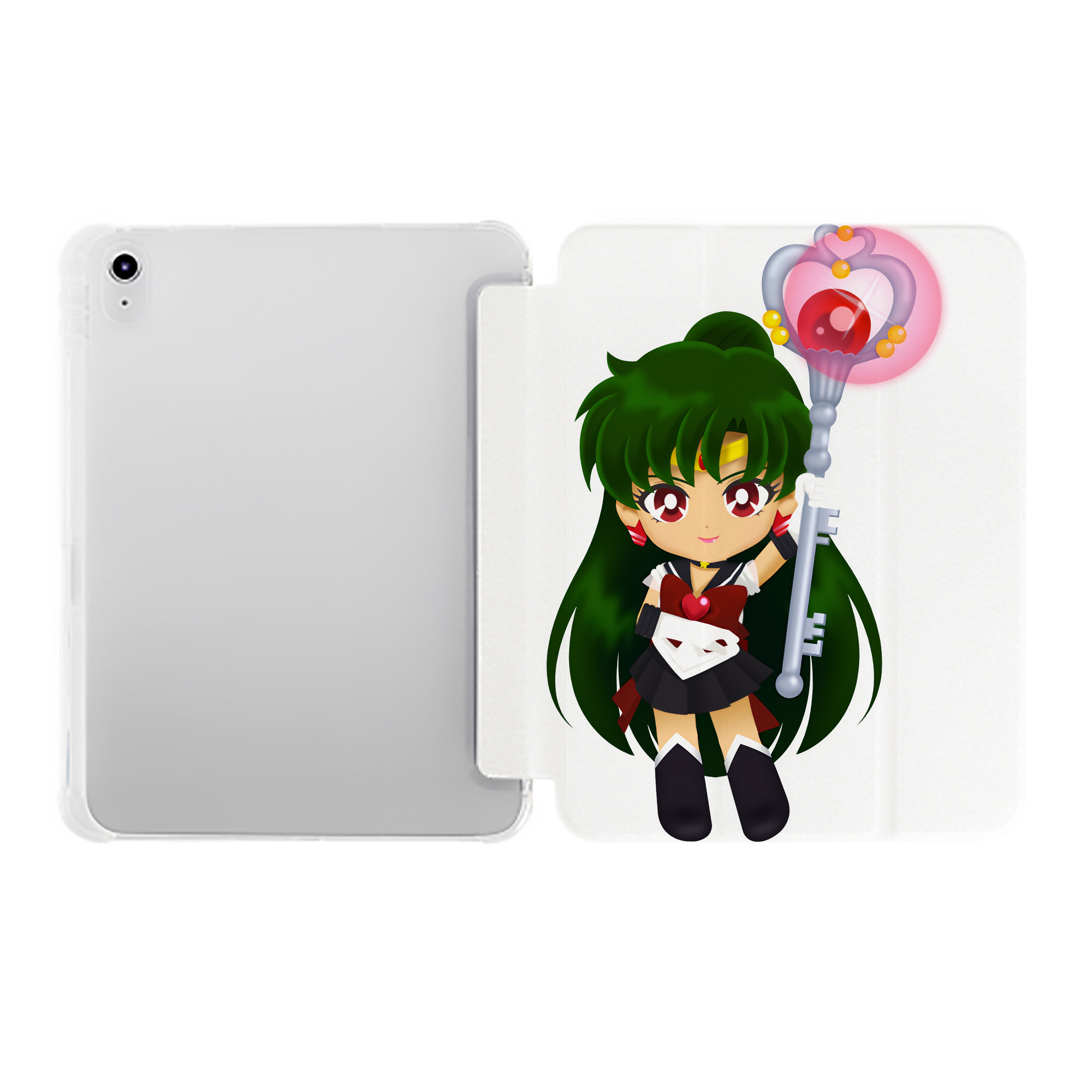 （画像用） 美少女戦士セーラームーン 冥王せつな Sailor Moon Meiou Setsuna IPad ケース ペン収納付き 三つ折りスタンド PUレザー×シリコン 対応機種9.5/10.5/10.9インチ